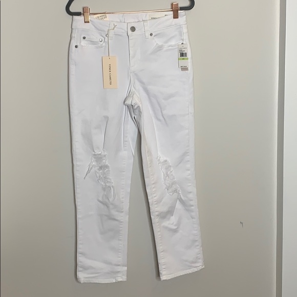 NWT VINCE CAMUTO White Ripped Cropped Jeans sz 29 - Picture 4 of 10